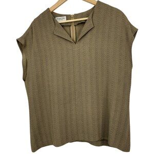 Tamotsu New York Womens Herringbone Cap Sleeve Top Size M RH10460 Career